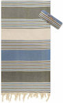 Striped Cotton Beach Towel with Tassels 170x90cm