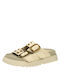 Mille Luci Leather Women's Flat Sandals Anatomic in Beige Color