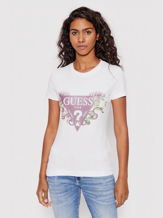 Guess Women's Blouse Cotton Short Sleeve Alb