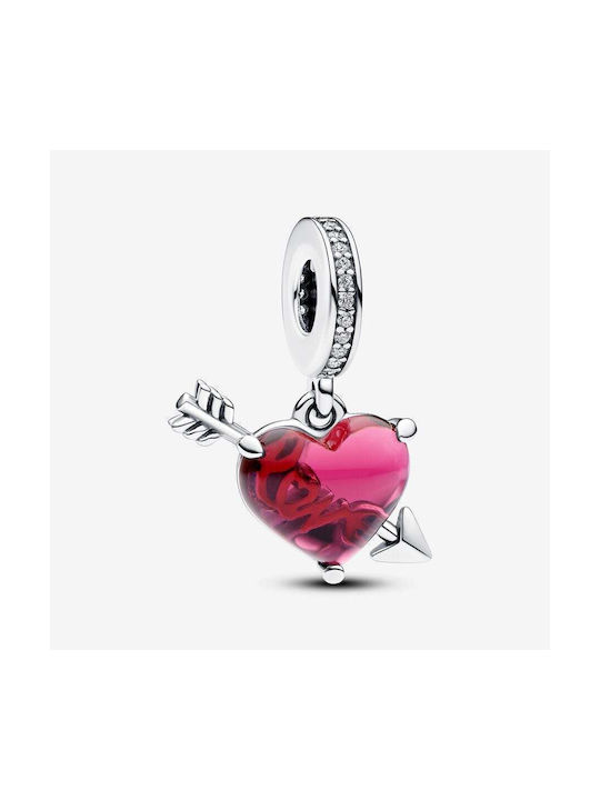Pandora Charm Herz aus Silber mit Zirkon Rote
