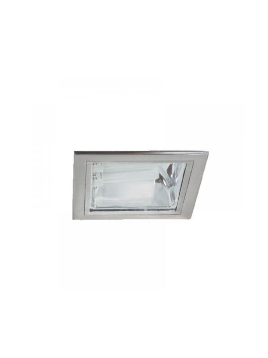 DIL Square Metallic Recessed Spot with Socket R7S Satine 10x10cm.