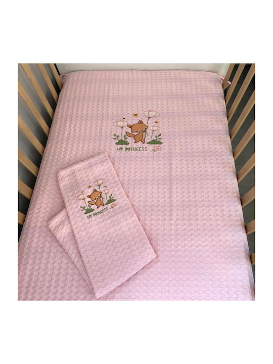 abo Blanket Cot Waffle Pink 100x150cm.