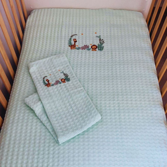 abo Blanket Nursery Swaddling Blankets Waffle Green Mint 75x75cm