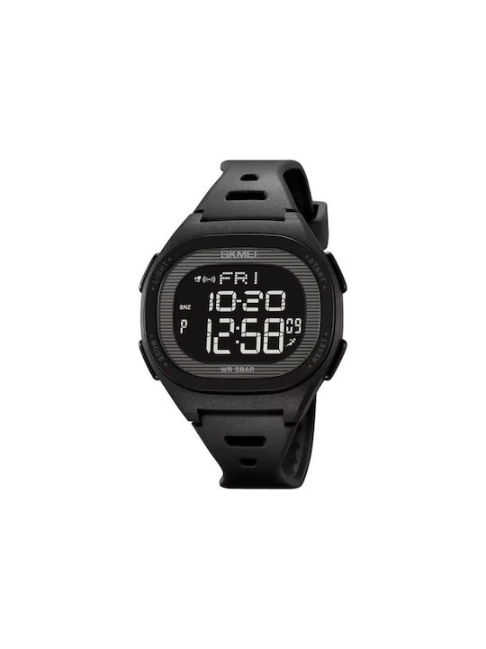 Skmei Digital Watch Battery with Rubber Strap Black/Black