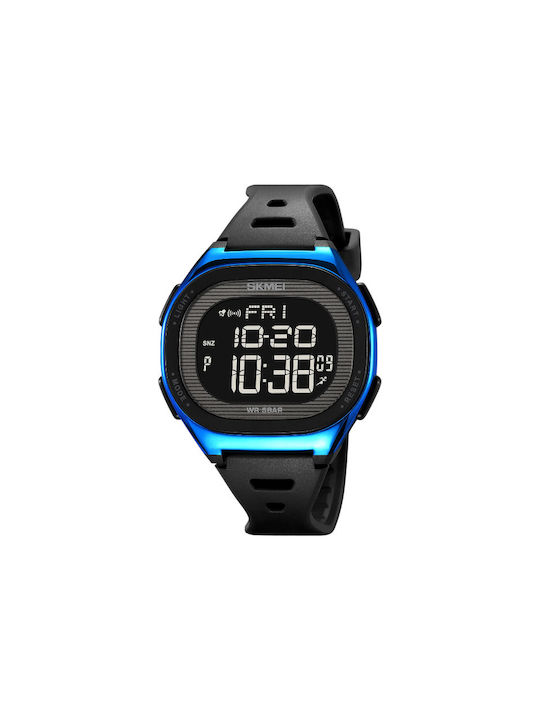 Skmei Digital Watch Battery with Rubber Strap Black/Blue