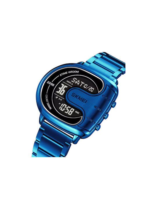 Skmei Ψηφιακό Ρολόι Μπαταρίας με Μεταλλικό Μπρασελέ Blue/Black