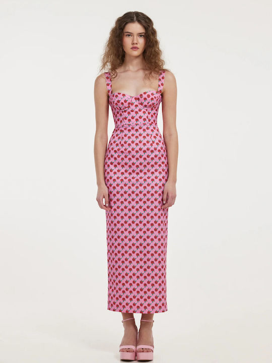 Hemithea Midi Kleid mit Schlitz Pink