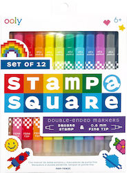 Double-ended Markers Square Stamp Thin Tip Set 12