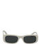Women's Sunglasses with White Horn-Rimmed Frame and Grey Lenses
