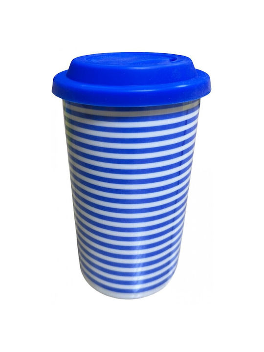 Evigri Mug from Porcelain with Lid Blue 413ml