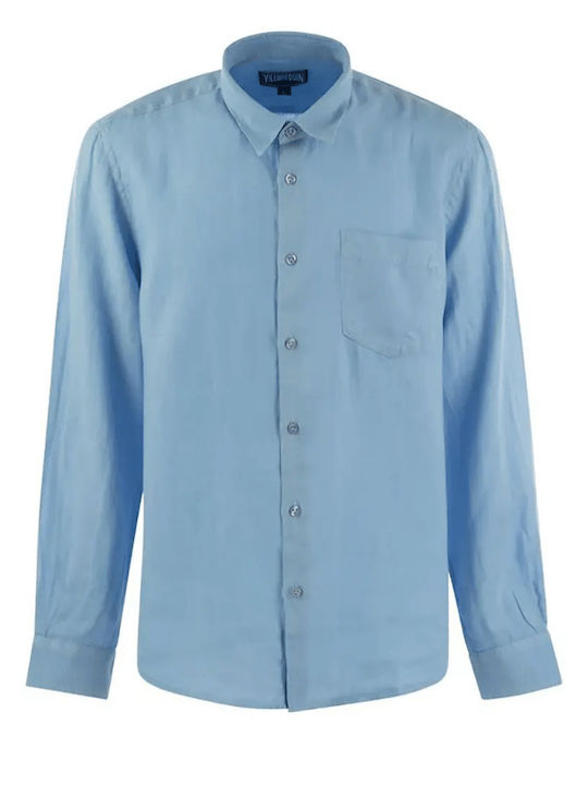 Vilebrequin Men's Shirt Linen Light Blue