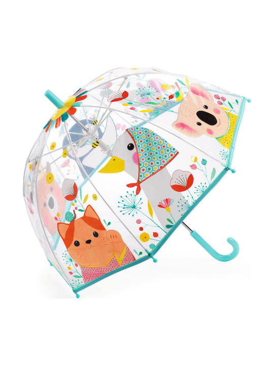 Djeco Kids Curved Handle Umbrella with Diameter 70cm Transparent