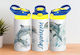 Kinder Thermosflasche 360 ml Edelstahl Zweifarbiger Deckel Delphin Design Name Dimitris Gelb Blau