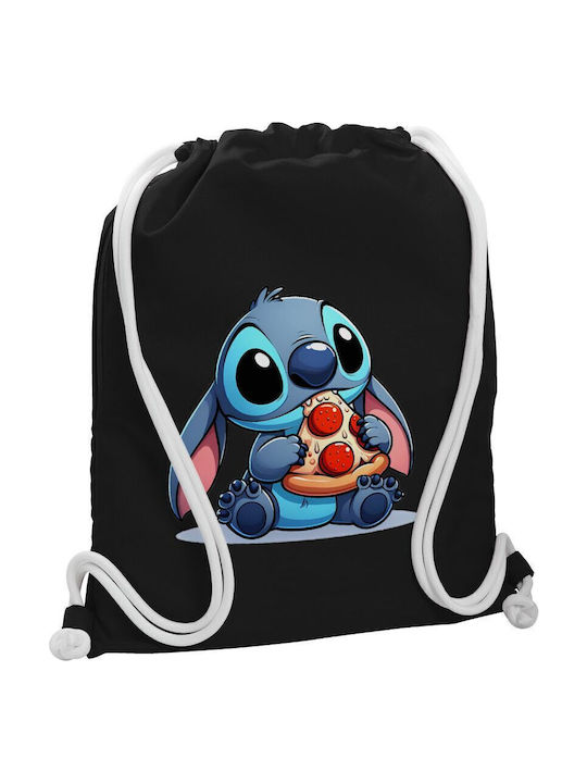 Koupakoupa Stitch Pizza Παιδική Τσάντα Πλάτης Μαύρη 40x48εκ.