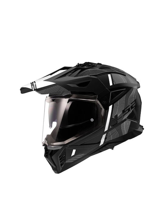 LS2 Pioneer II Hill Mat Schwarz/Weiß Motorradhe...