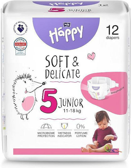 Happy Памперси с лента Soft & Delicate № 5 за 11-18kg 12бр