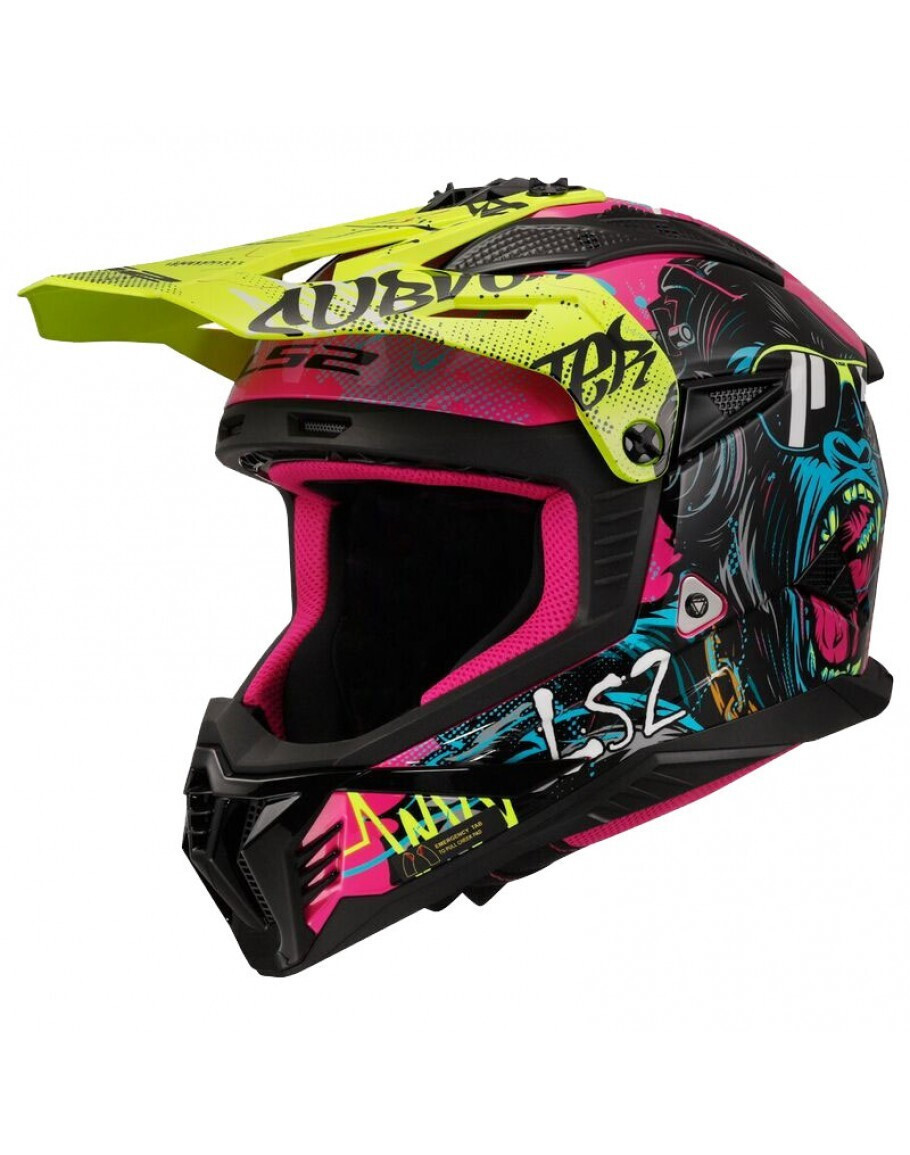 LS2 MX708 Fast II Gorilla Purple/H-V Yellow Cască Moto Motocross