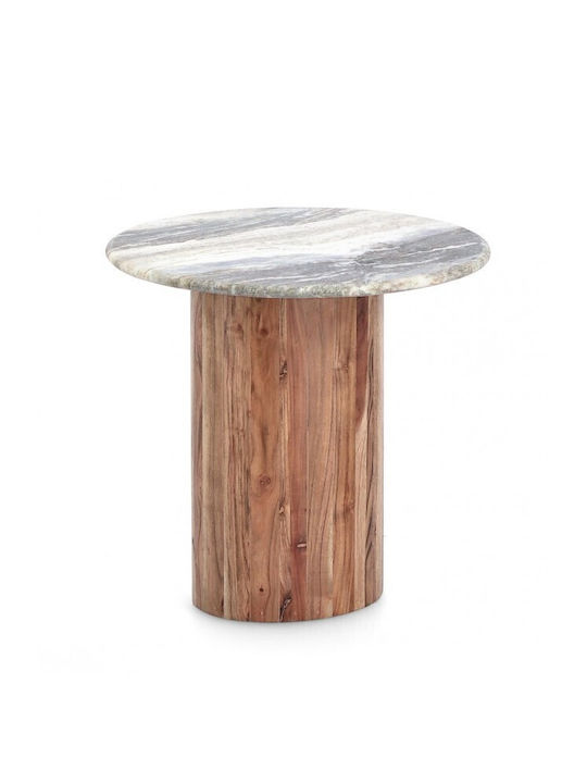 Round Side Table Eloy Μαρμάρινο/ξύλινο L45xW45xH44cm