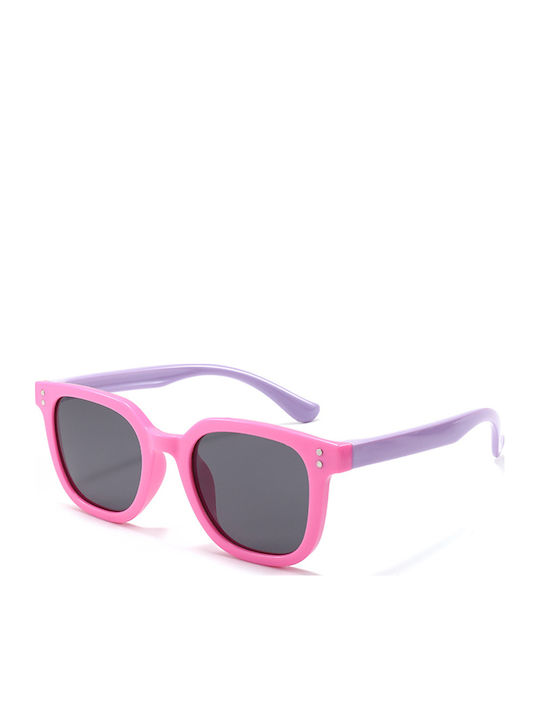 Techsuit Quadratische Kinder-Sonnenbrillen mit Polarisiertem Spiegelglas Rosa für 3-12 Jahre