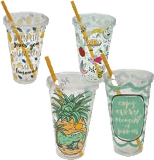 TnS Ποτήρι Πλαστικό με Καλαμάκι 600ml