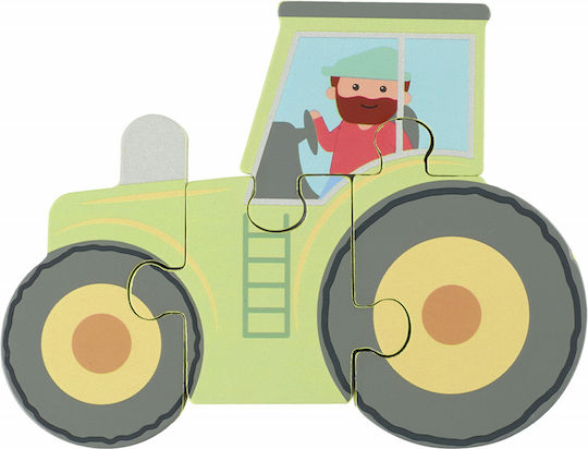 Ξύλινο Παιδικό Puzzle Σφηνώματα Tractor 4pcs Orange Tree Toys