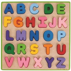 Ξύλινο Παιδικό Puzzle Σφηνώματα Alphabet για 6+ Ετών 26pcs Big Jigs