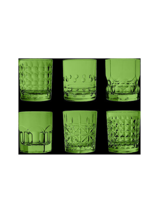 Baci Milano Set of Glasses Water made of Crystal in Green Color 6pcs
