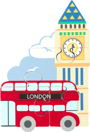 Дървено Детски Пъзел с Шипове London Bus 4бр Orange Tree Toys