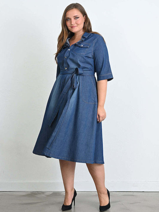 Bubble Chic Summer Shirt Dress Dress Blue