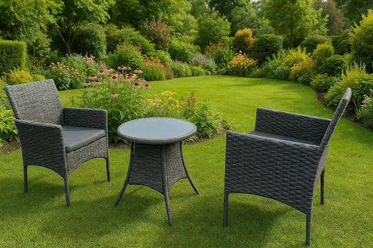 Set Sala De Mese 3 Piese Antracit Cu Perne Set Sala De Mese 3 Piese Antracit Cu Perne