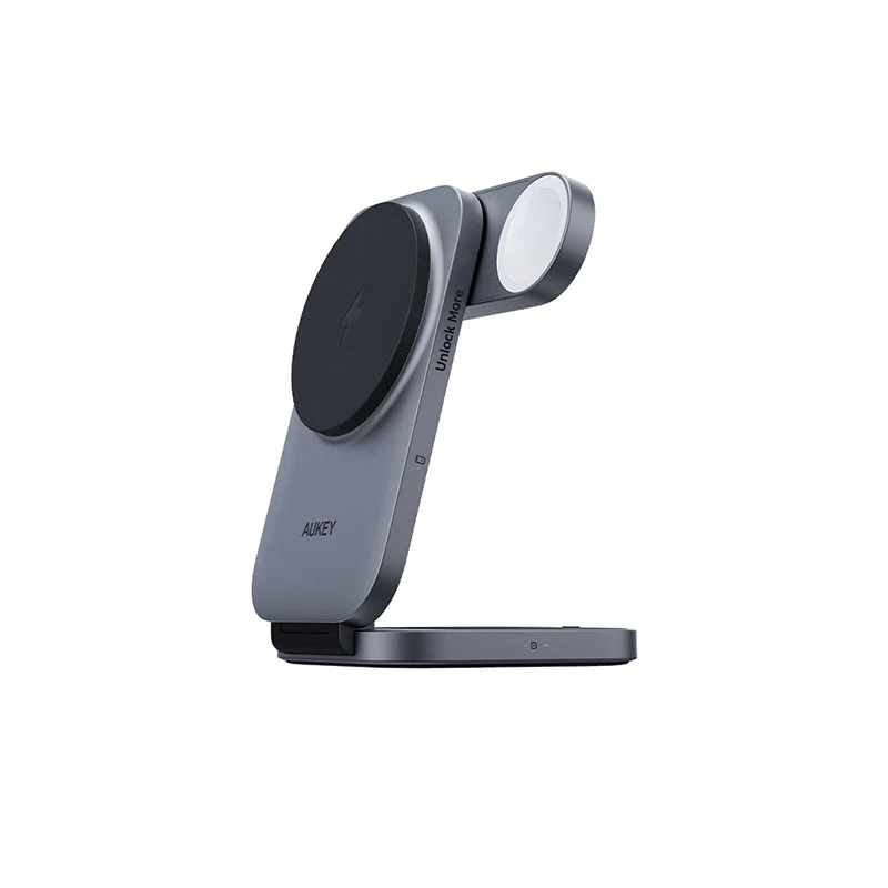Magnetic Wireless Charger 3 in 1 MagFusion Aukey LC-MC312, 15W Qi2 (gray)