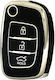 Car Key Cover Case made of with 3 Buttons for Hyundai / Kia in Black Color