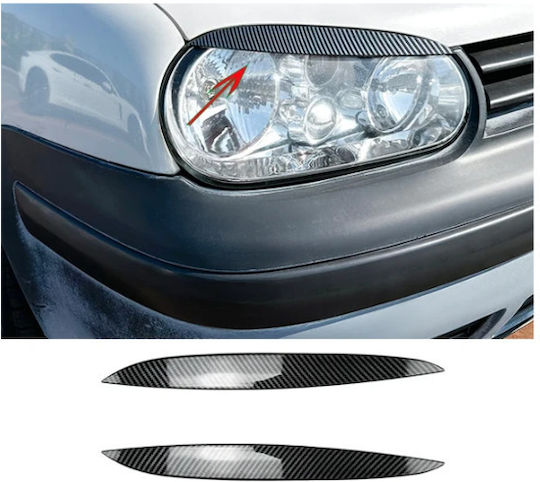 Carro 240199 Φρυδάκια Μπροστινών Φαναριών Vw Golf Iv 4 98-03 Γυαλιστερό Carbon 2 Τεμάχια