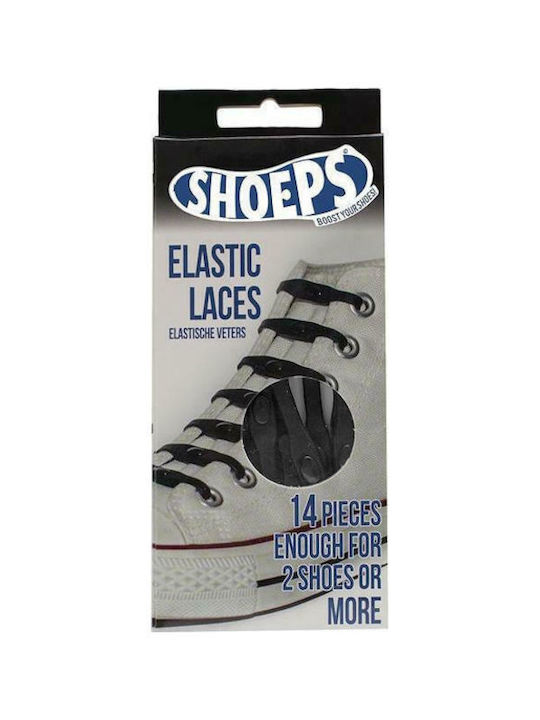 Shoeps Κορδόνια Παπουτσιών Ελαστικά Μαύρα 14τμχ