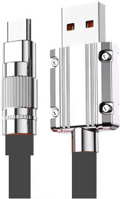 Leewello USB 2.0 Cable USB-C male - USB-A 120W PD Ασημί 2m 4056