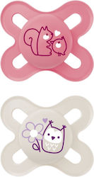 Mam Start Pacifiers Silicone Squirrel/Owl - Pink/White for 0-2 months 2pcs