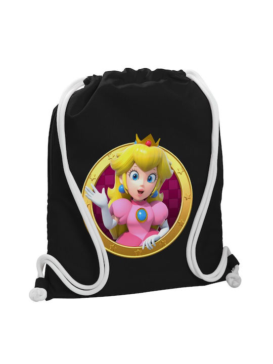 Koupakoupa Princess Peach Toadstool Παιδική Τσάντα Πουγκί Μαύρη 48x40εκ.