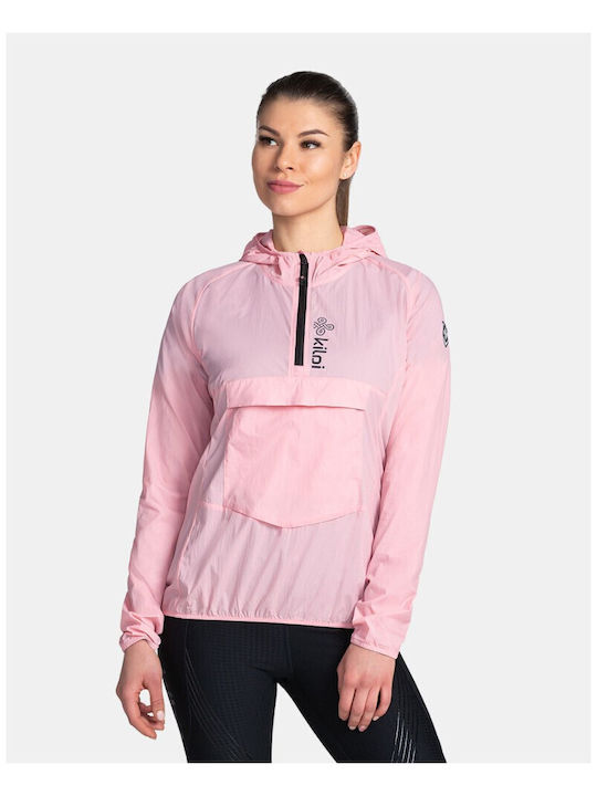 Kilpi Women's Running Short Lifestyle Jacket Waterproof and Windproof for Spring or Autumn with Hood Pink