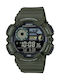 Casio Digital Men's Watch 50mm Chronograph Battery with Green Rubber Strap