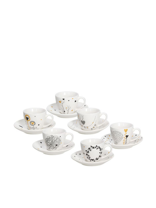 Tognana Set Tassen Kaffee aus Porzellan Weiß 80ml 6Stück