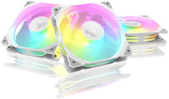 Asus TUF Gaming TR120 Case Fan 2000rpm with ARGB Lighting and 4-Pin PWM Connection 3pcs White