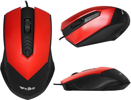 Weibo FC-3013 Wired Ergonomic Mouse Red