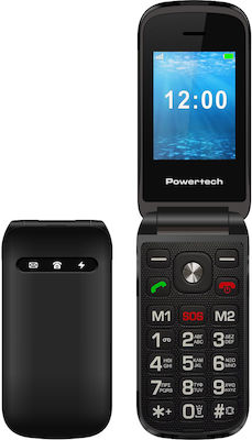 Powertech Milly Flip Dual SIM Mobile Phone with Large Buttons Black