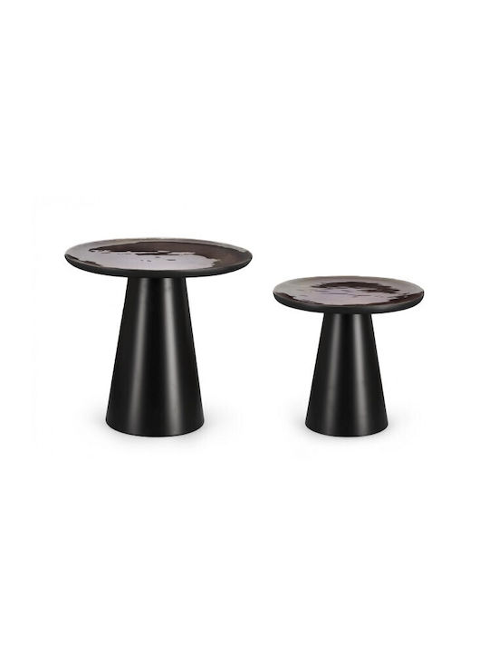 Round Side Table Zainab Black 2pcs L56xW56xH52cm