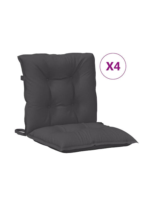 vidaXL Garden Chair Cushions with Backrest Anthracite 4 Pieces 50x100 cm