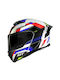 MT Atom 2 SV White/Blue/Red Gloss Motorcycle Helmet Flip-Up ECE 22.06 1650gr with Sunvisor