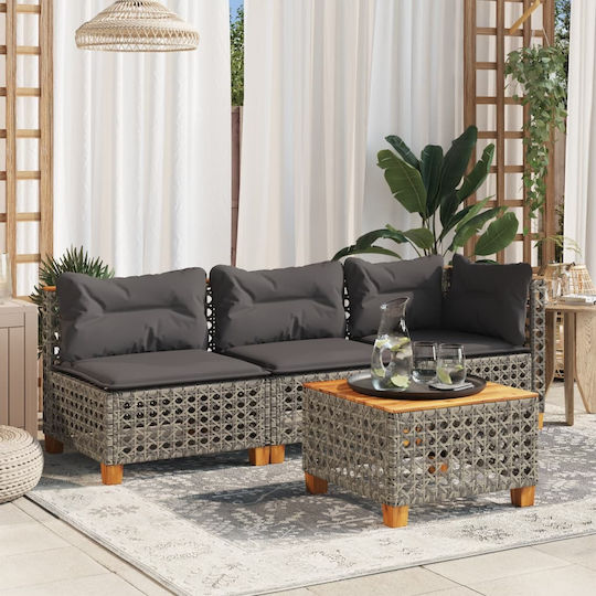 Outdoor-Stuhl Rattan Grey mit Kissen 63.5x63.5x62εκ.
