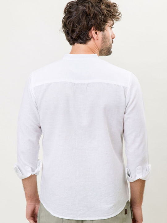 Natural Line Men's Shirt Long Sleeve Linen White