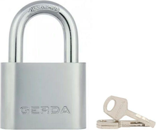 Gerda Steel Padlock Brass with Key 40mm Silver 1pcs