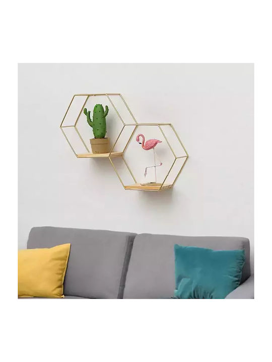 Shelf Wall Gold / Light Oak 41x10x30cm